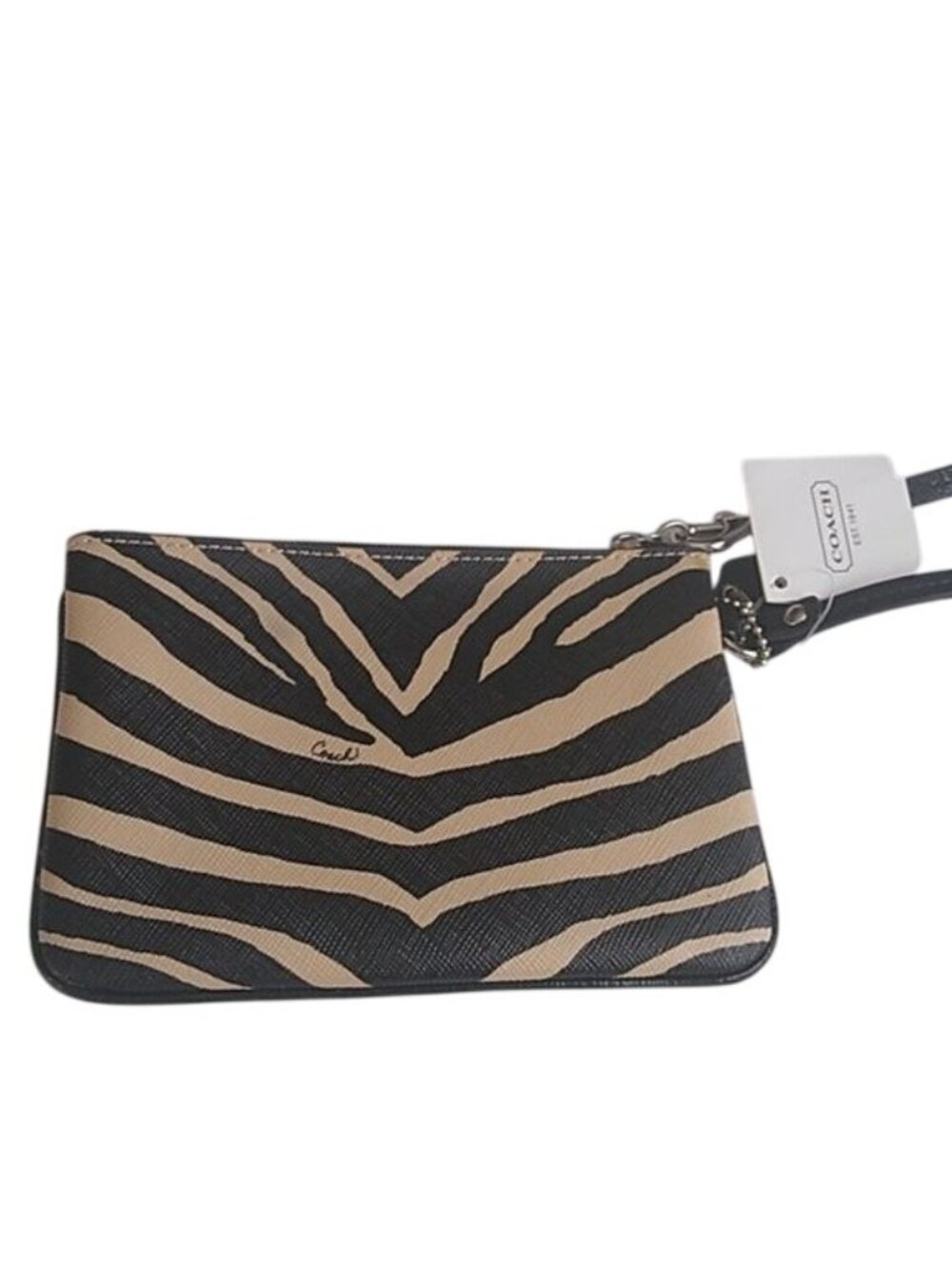 Coach F51099 Zebra Print Small Wristlet, SV/Black - Picture 6 of 6